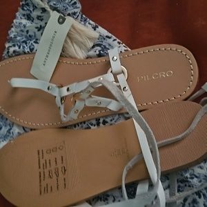 pilgro white ankle wrap sandals